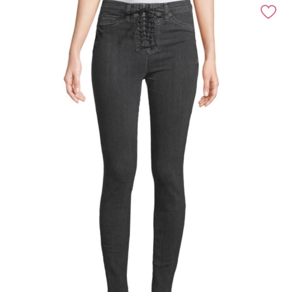 Hudson High Rise Lace-Up Jeans in Disarm